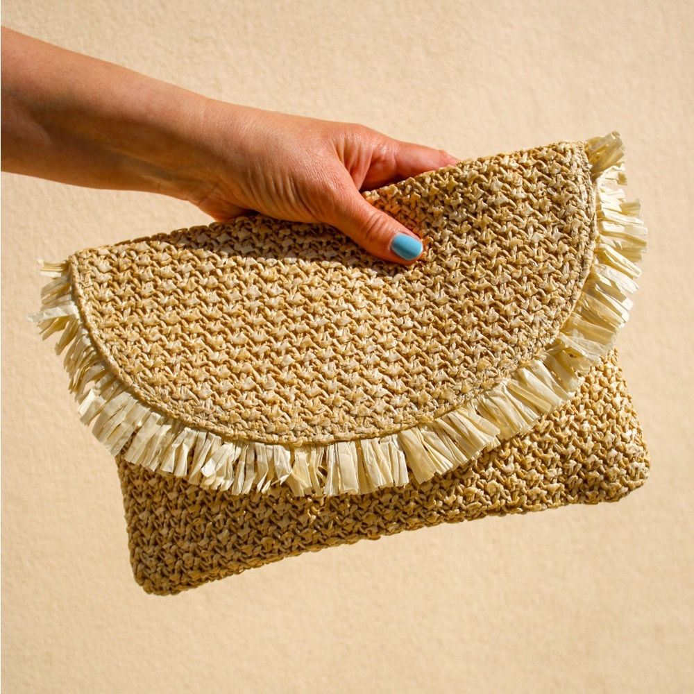 Beachly North Shore Straw Clutch Brand New